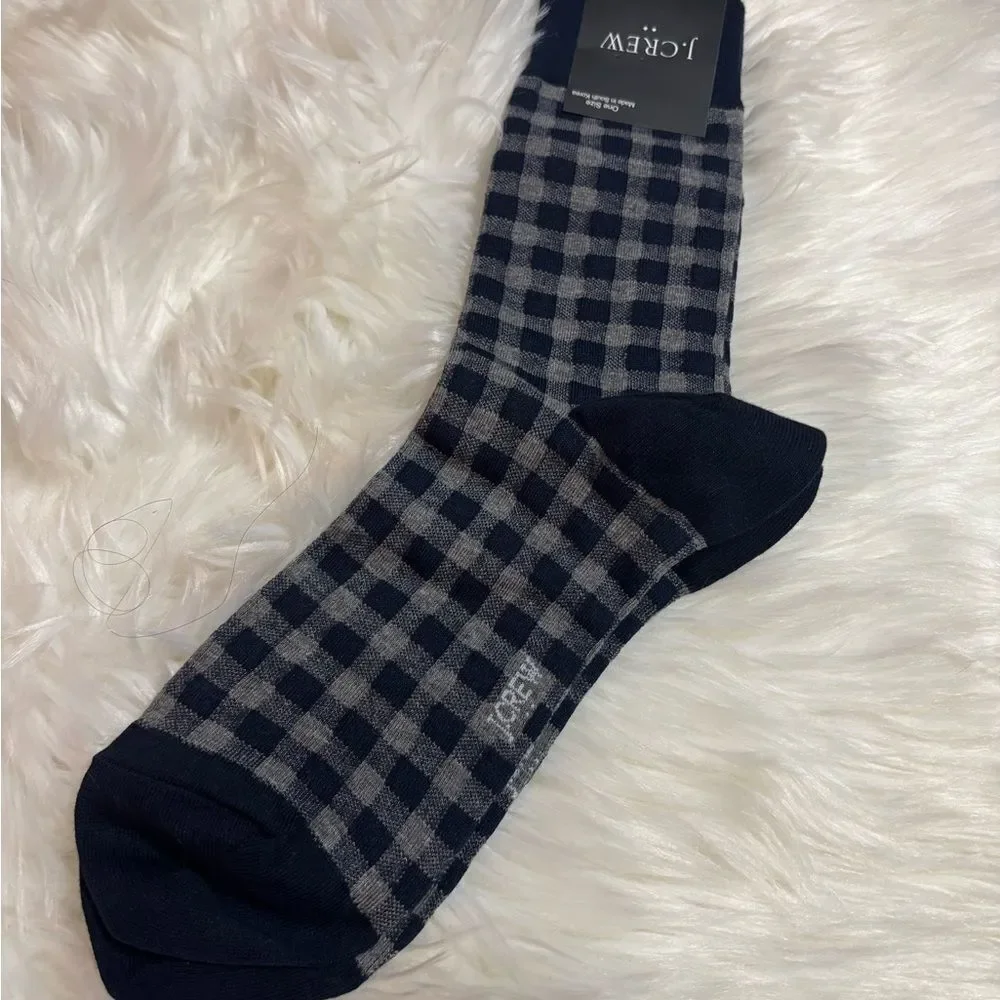 J. Crew Black and Gray Checkered Socks